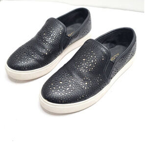 Aldo Alavyan Perforated Laser Cut Wedge Slip on Sneakers For Women Black